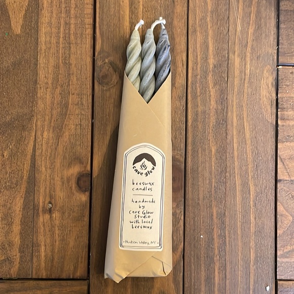 COPY - NWT Anthropologie Twisty Tapers. Set of 3 Green Multi Candles. Candles o… - Picture 2 of 4